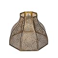 Exquisite Eight-Petal Lotus Metal Cover with Etched Chrysanthemum Pattern in Antique Bronze and Gold Finish for Table Lamp Floor Lamp Fits Living Room Bedroom ALUCSET Metal Lamp Shade