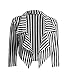 Zara Fashion -Women 3/4 Sleeve Striped Waterfall Crop Blazer Jacket Top (XL, BLACK WHITE)