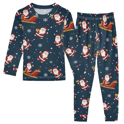 Pajama Sets Long Sleeve Santa Claus Snowflake Soft Comfy Sleepwear 2 Piece PJS 3-8T