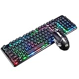 【Conectividad inalámbrica de 2,4 GHz Teclado ingles】2.4GHz transmisión inalámbrica de largo alcance de hasta 10 metros; 60 millones de pulsaciones de teclas de vida, disfrutar de la experiencia de juegos de alta calidad con respuesta rápida.
