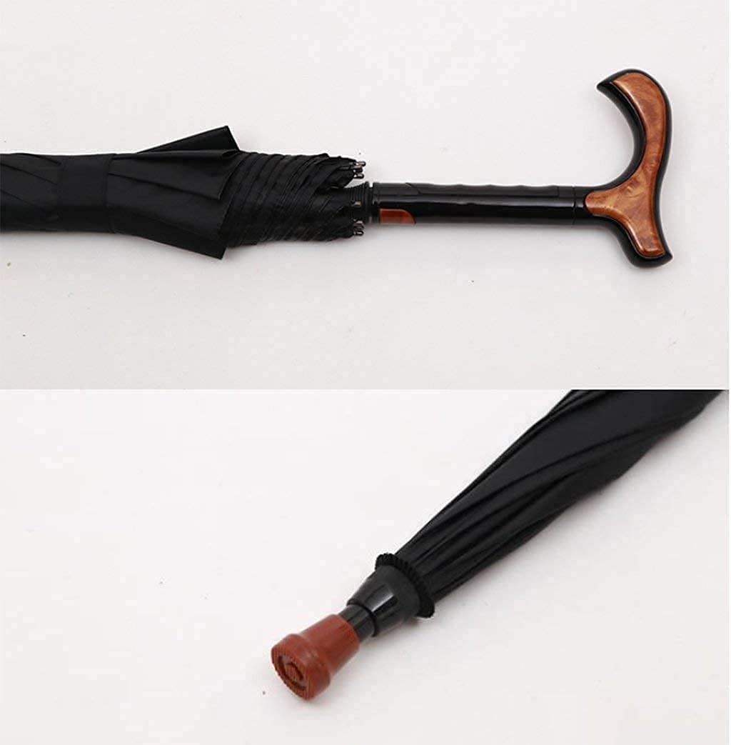 Soporte para bastón para caminar Muleta para bastón para anciano Anciano Telescópico Estable Antideslizante Ligero Altura ajustable con 4 pies y mango de madera Bastones negros para hombres o mujeres