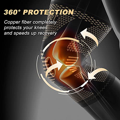 Jhvw Copper Knee Braces For Knee Pain(2 Pack) - Knee Brace,Knee Compression Sleeves Support For Men & Women - Knee Pads For Running,Meniscus Tear,Acl,Arthritis,Joint Pain Relief,Working Out #TOP3