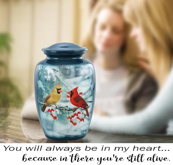 Cardinal Urn - Full Size Cardinal Couple Cremation Urn - Adult Cozy Cardinals Urns for Men and Women - Cardinals Funeral and Memorial Urns for Human Ashes Upto 210 Lbs with Velvet Bag (Large) by Immortal-Memories - Image 3