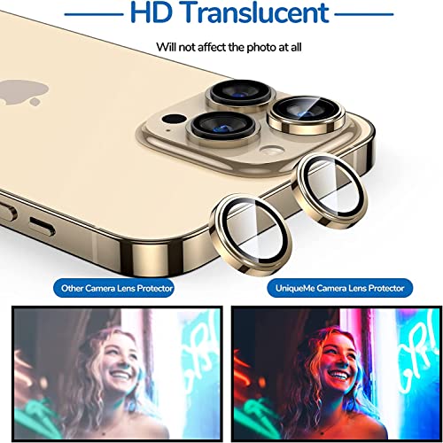 Image of for iPhone 14 Pr /14 Pro Max Camera Lens Protector Tempered Glass Screen Protector, Anti-Scratch Premium Tempered Glass Film Aluminum Alloy 3D Lens Ring-(3 Pack, Gold)