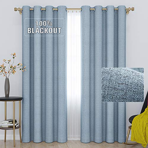 La Mejor Selección de Cortina azul , listamos los 10 mejores. 45 GRALI Cortinas Térmicas 100% Blackout, Lino Drapeados Azules Grisáceos Rústicos para Ventanas Salón/Habitación (132 X 213 CM, 2 Paneles)