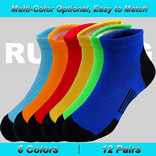 12 Pairs kids Half Cushion Low Cut socks, Socks for Boys Age 3-10,Cotton Ankle Athletic Sock for Little Big Kids4