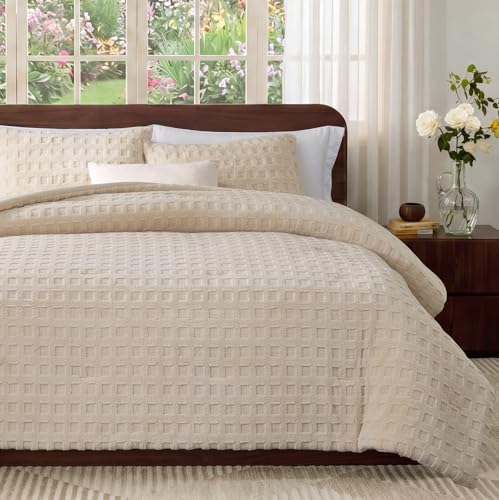 Amélie Home Jacquard Waffle Fleece Comforter Set...