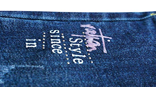 KIDSCOOL SPACE Kids Lace Butterfly and Flower Embroideried Rhinestone Sticked Pearl Decor Jeans4