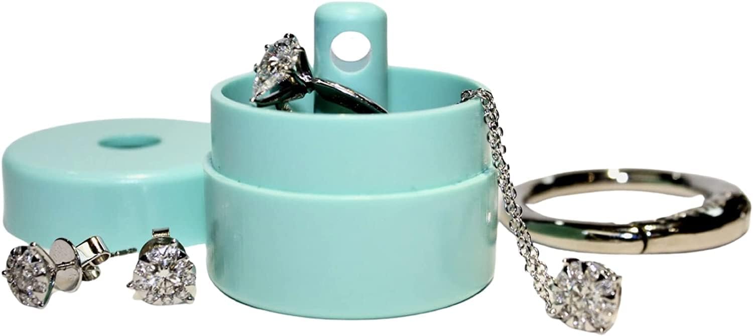 Lion Latch Travel Jewelry Box Case, Ring Holder on Shark Tank - Ring Holder for Women Girls with Keychain, Small Jewelry Organizer Boxes, Portable Ring Keeper Key Chain, Jewelry Storage Case Single Mint