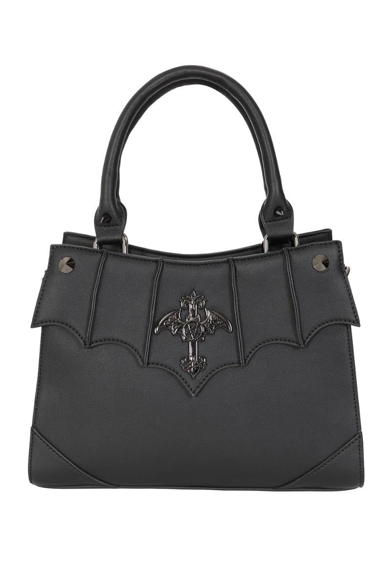 Banned Veil of Vesper torebka – gotycki czarny nietoperz crossbody portfel z wegańskiej skóry