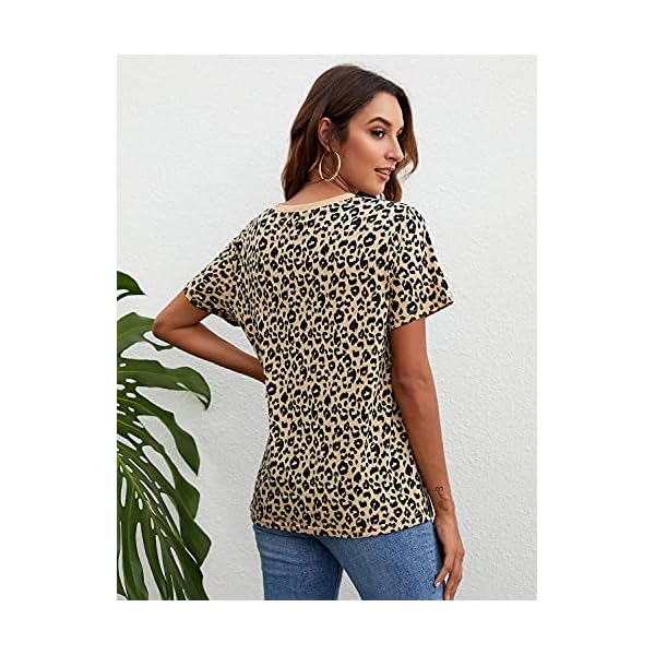 BMJL-Womens-Casual-Cute-Shirts-Leopard-Print-Tops-Basic-Summer-Short-Sleeve-Fashion-Soft-Blouse-Loose-Fit-Tshirt BMJL Women's Casual Cute Shirts Leopard Print Tops Basic Summer Short Sleeve Fashion Soft Blouse Loose Fit Tshirt(MediumLeopard)