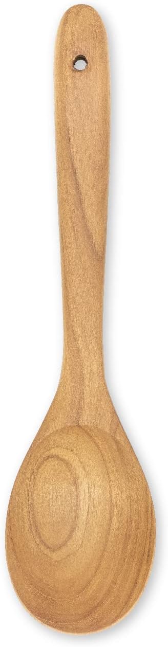 12" Big Scoop Spoon, Wide Head, Easy for Cooking and Serving. Handcraft from High Moist Resistance Golden Teak Wood | Durable, Healthy, Ergonomic Handle for Non Stick Cookware