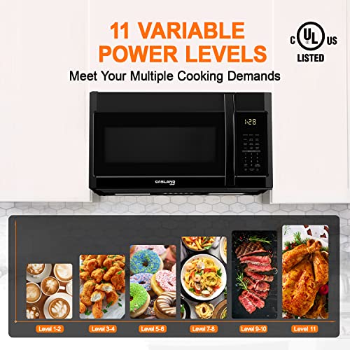 30 Inch Over The Range Microwave Oven, Gasland Chef Otr1902B Over The Stove Microwave With 1.9 Cu. Ft. Capacity, 1000 Watts, 300 Cfm Exhaust Fan And Led Light, 13.5" Glass Turntable, Black #TOP7