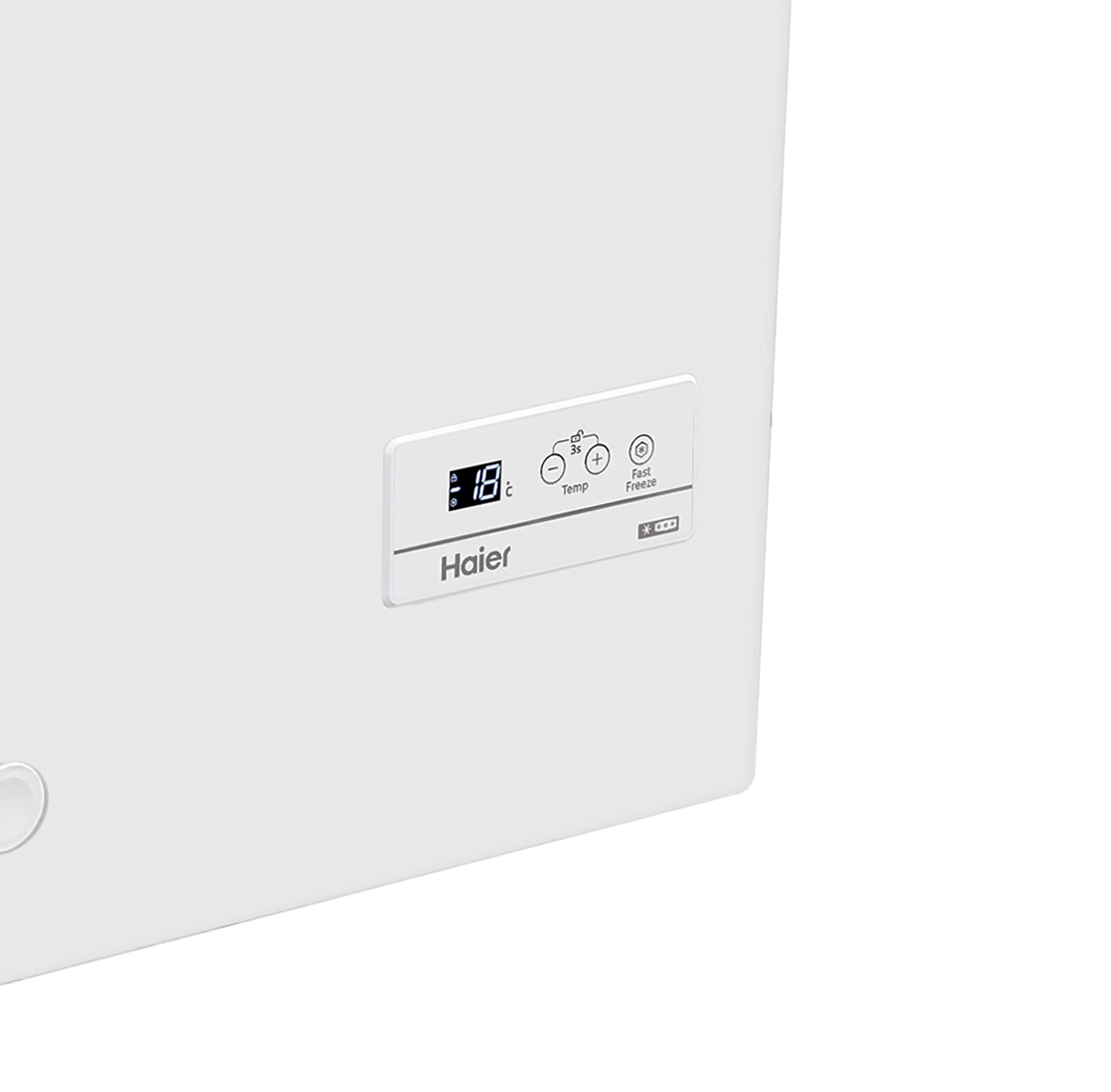 Haier HCE321C Gefriertruhe 319 L Tiefkühltruhe mit Innenbeleuchtung Super-Gefrierfunktion antibakterieller Dichtung 2 Metallkörben Energieklasse D