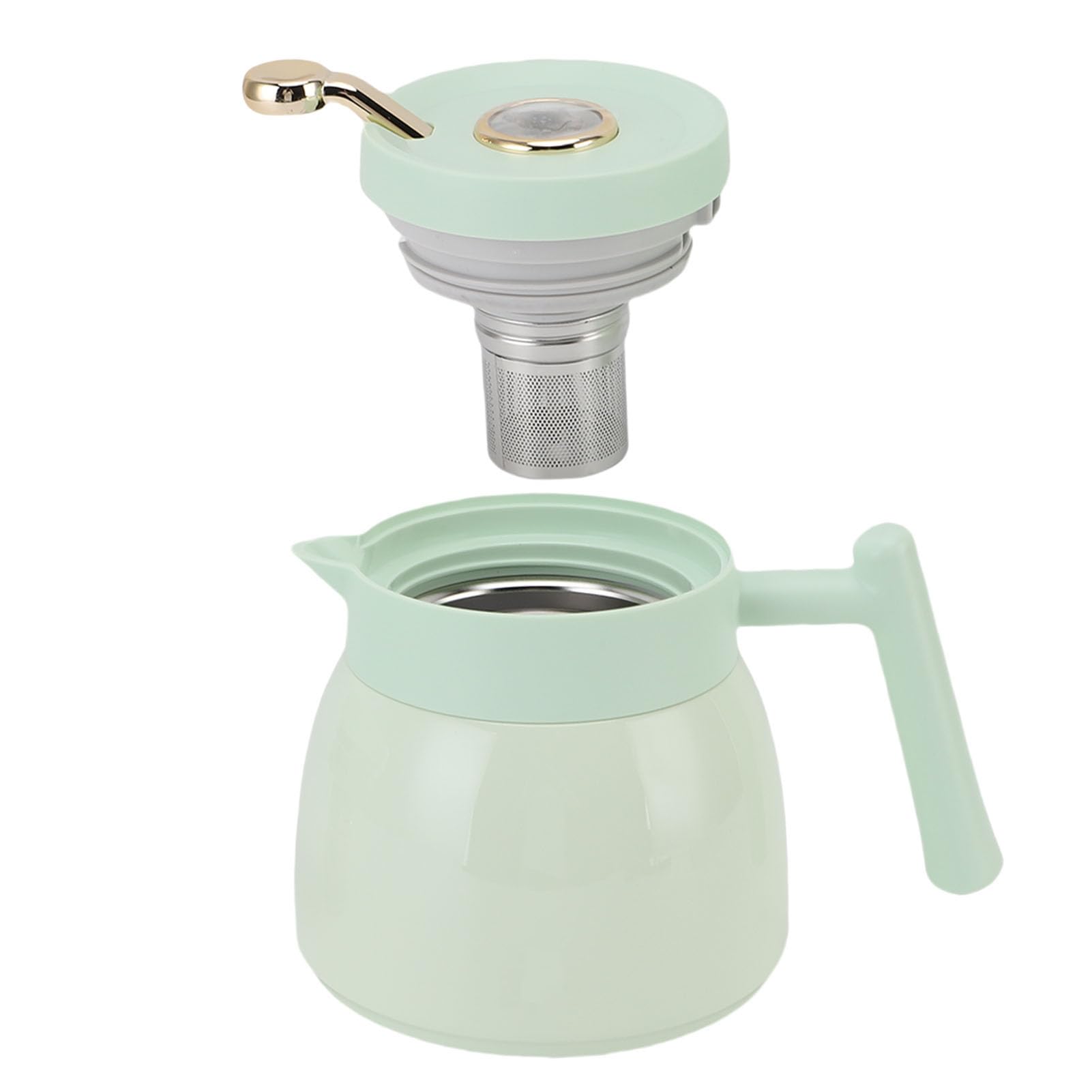 Isolierte Kaffeekanne aus Edelstahl mit Temperaturanzeige, 880 Ml, Teegetränkespender für Heiße und Kalte Getränke, Auslaufsicheres Design für den Heim- oder Bürogebrauch (GREEN)