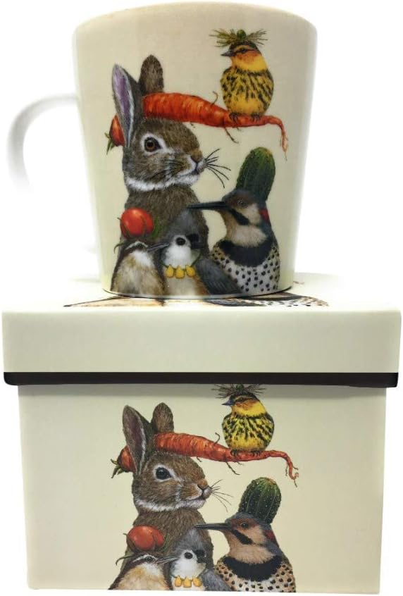 Paperproducts Design Vicki Sawyer Gift-Boxed Mug - Bone China Mugs for Coffee, Tea - Dishwasher/Microwave Safe - 13.5 Ounces, Harvest Party Design