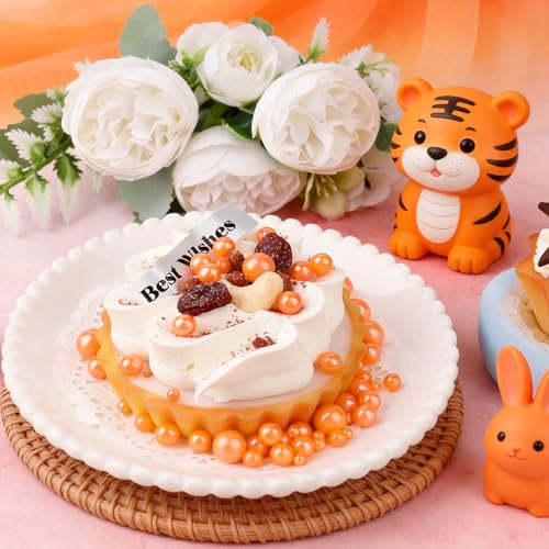 Image of Orange Pearl Sprinkles for Cake Decorating, 4 Sizes Sugar 130g /4.6oz, Cupcake, Ice Cream, Donuts, Macaron Toppings Supplies (2mm, 4mm, 7mm, 1cm)
