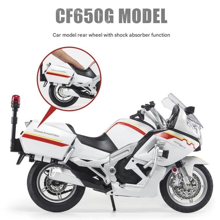 Image of FEXXA Police Motorcycle Toy - Pull Back Motorcycle Toys, Tiny Gift with Music Lighting, Latte Motorcycles Toy for Kids Boys Age 3-8 Year Old [NEW] (1:12 National Guard 650G Escort-White)