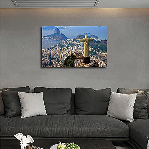 Leotear Art Brazil Rio De Janeiro Canvas Prints Painting Large Size City Landscape Wall Art Picture (Ready To Hang,20X30 Inch) #TOP2