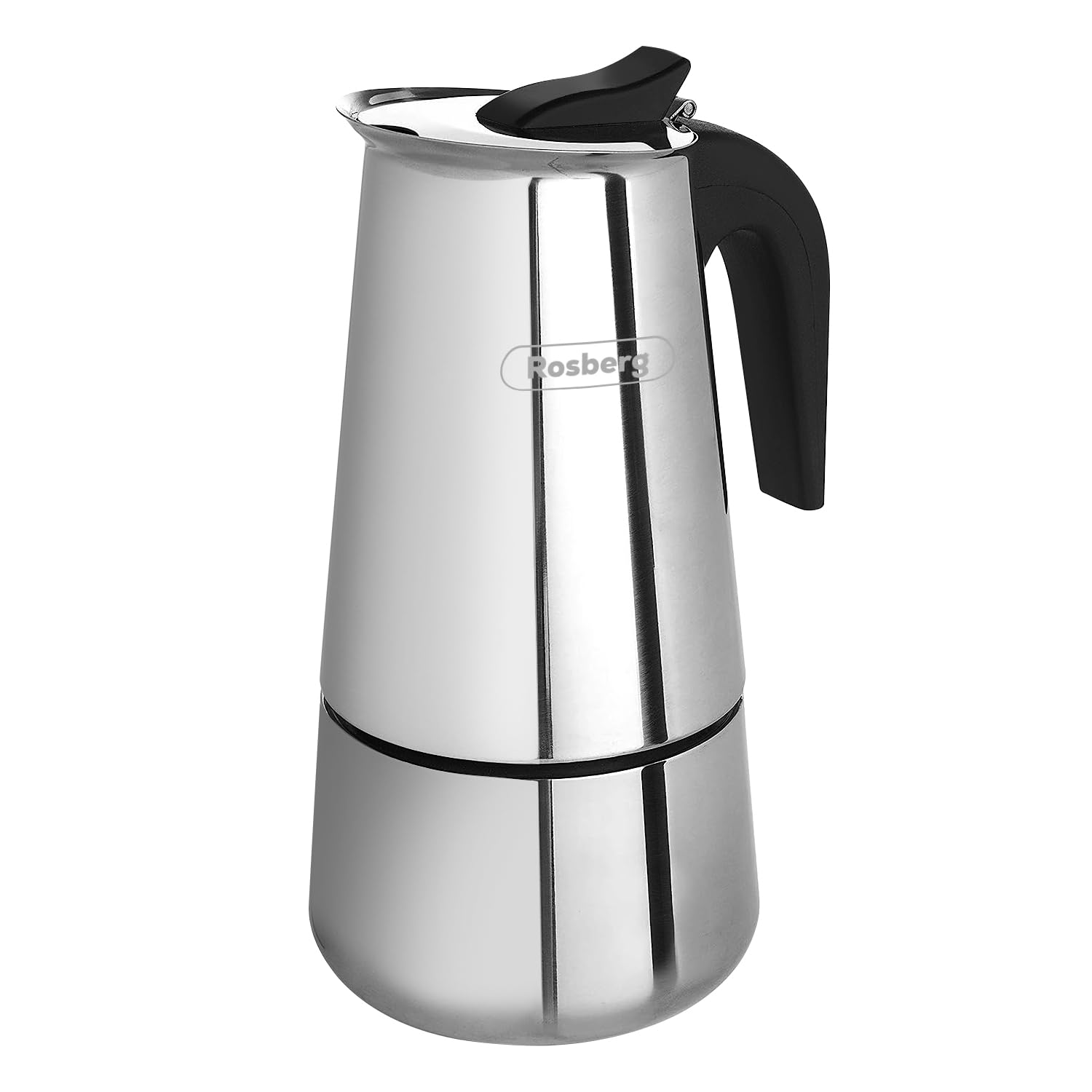 SILBERTHAL Espressomachine, roestvrij staal, 200 ml, 4 kopjes, geschikt voor inductie, koffiekoker voor elk fornuis, incl. reductiefilter, espressokan