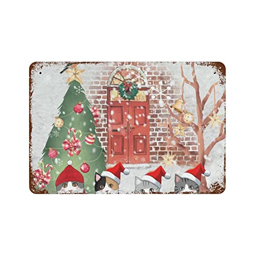 WengBeauty Panneau en métal personnalisé « Life Is Better With Cats » - Père Noël, pelouse, cour - Vintage - Rétro - Décoration de garage et d'homme - 20,3 x 30,5 cm