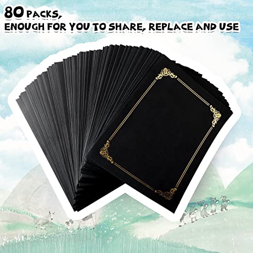 Fainne 80 Pieces Certificate Holders Diploma Holders Document Holder Certificate Covers Certificate Folders With Gold Foil Border For Letter Size 8.5 X 11 Inches Diploma Documents Awards (Black) #TOP3
