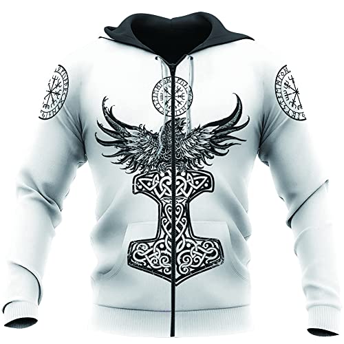 Sweat Viking zippé à grande poche idéal pour vos sorties streetwear et festivals médiévaux vintage