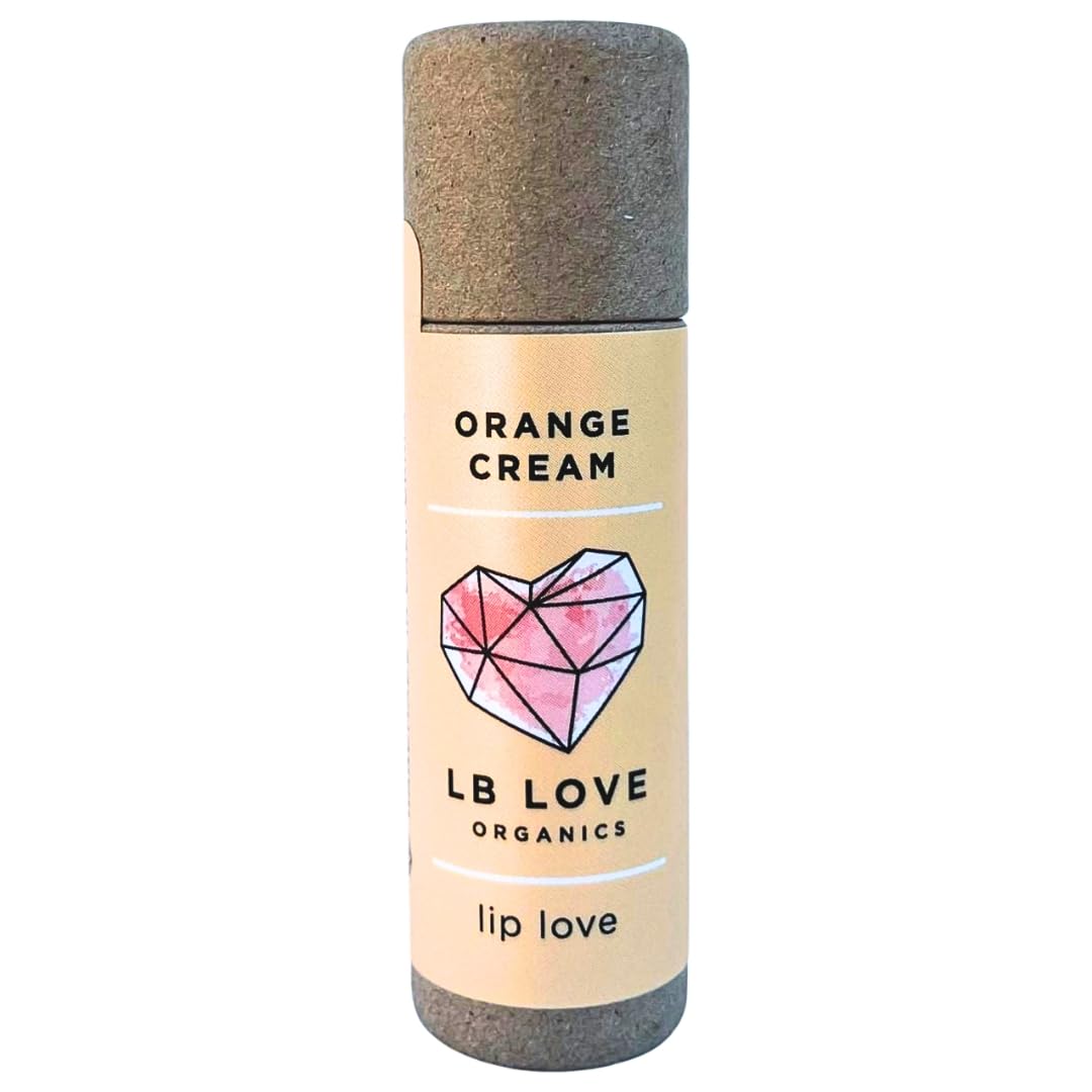 Orange Cream Plastic Free Lip Balm | Jumbo Organic Lip Balm | 100% Natural with Organic Beeswax and Plant Based Moisturizers | Zero Waste, Cruelty Free