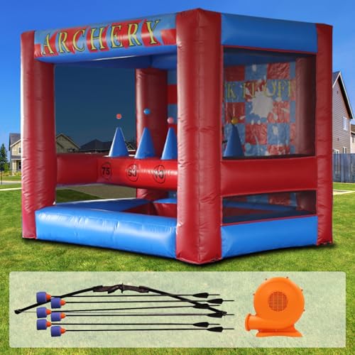 11.5ftx8.2ftx9.2ft Interactive Sport Games Inflatable Interactive Archery Range Game Inflatable Archery Range Floating Ball Shooting Archery Target W/Longbow and Arrows for Indoors and Outdoors use