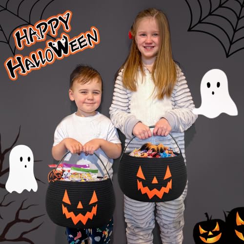 Image of Goodpick Pumpkin Basket, Boo Basket, Halloween Trick or Treat Bucket, Black