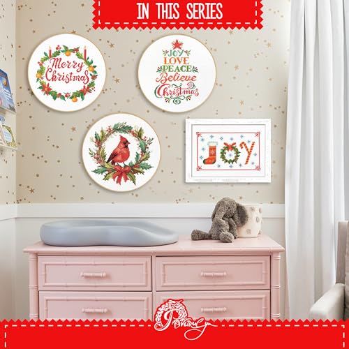 Image of Christmas Counted Cross Stitch Kit for Adult with Inspirational Word Joy