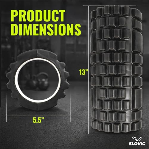 Image of SLOVIC Foam Roller for Back Pain [33 CM] | Deep Tissue Massage and Body Pain High Density Foam Roller for Exercise in Gym, Home Back Roller for Muscle Recovery Massage Roller for Stretching | Black