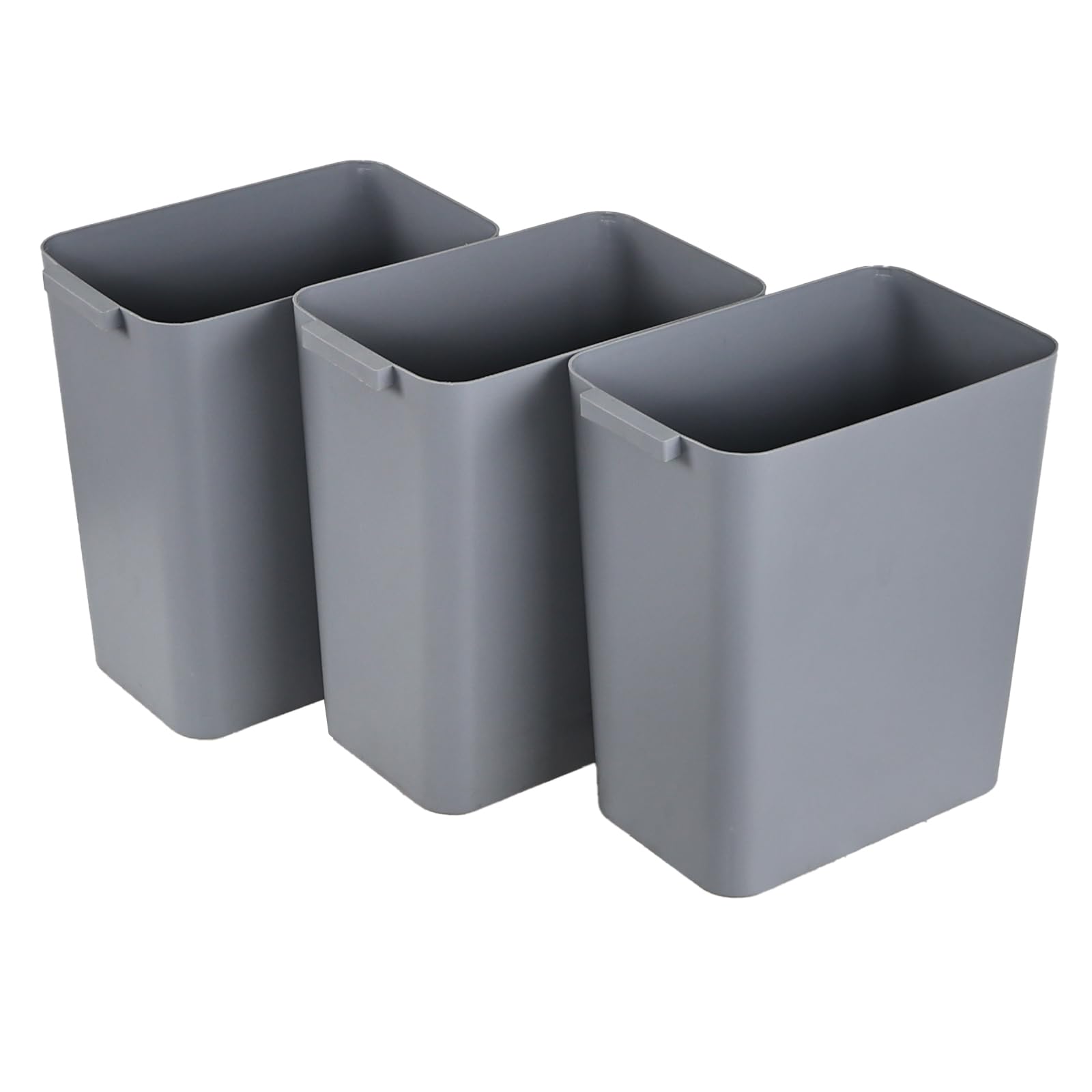 Gloreen 16 L Plastic Rectangle Trash Bins 3 Pack Open Top Garbage Cans Grey