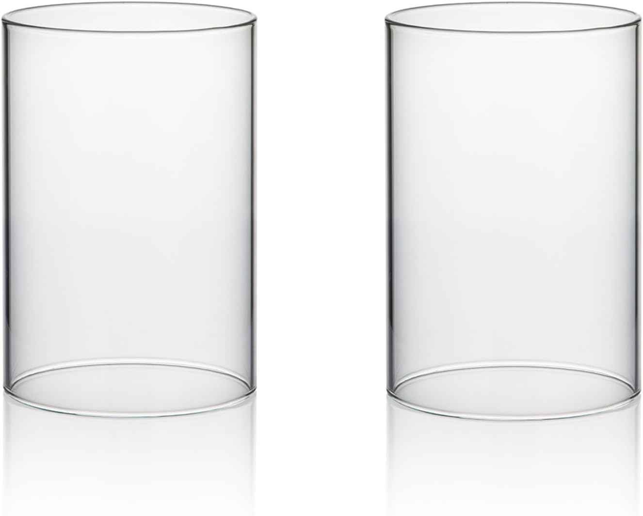 WGVI Hurricane Candle Holder Sleeve, Wide 4", Height 6", Clear Glass Cylinder Candleholder, Chimney Tube, Open Ended Candle Shade, 2 Piece