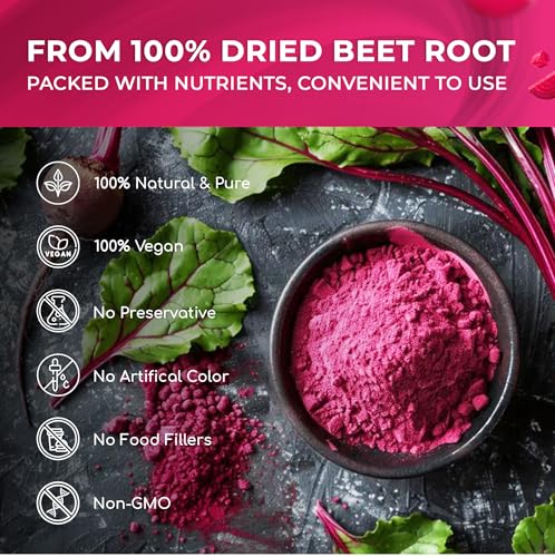 Image of Lavendium, Premium 8oz Beet Root Powder, 100% Natural & Pure Ground Beetroot, No Additives or Preservatives, Non-GMO, Plant-Based & Vegan, Perfect for Smoothies, Juices, Baking & Lattes