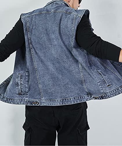 SOMTHRON Men's Classic Button Down Sleeveless Jean Jackets Plus Size Retro Motorcycle Biker Denim Vests4
