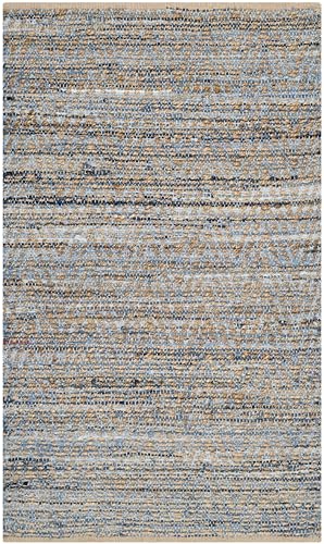 Tapete decorativo SAFAVIEH Cape Cod 4' x 6' natural y azul miniatura 3