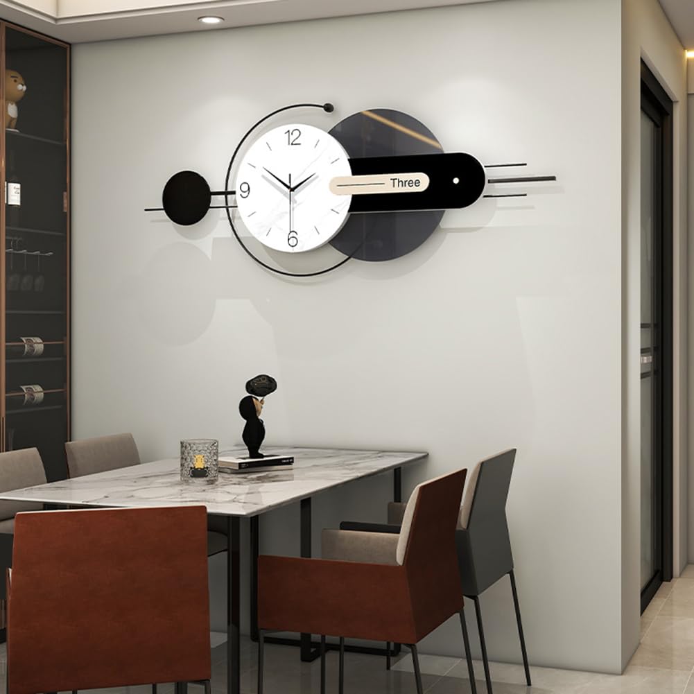 Modern Große Wanduhr Kreativer Minimalistisch Stil Dekorative Wanduhren Leise ohne tickgeräusche Metallrahmen Quarzuhr Leichte Luxus Mode Dekoration für Wohnzimmer Schlafzimmer Büro Küche, 100*39 cm