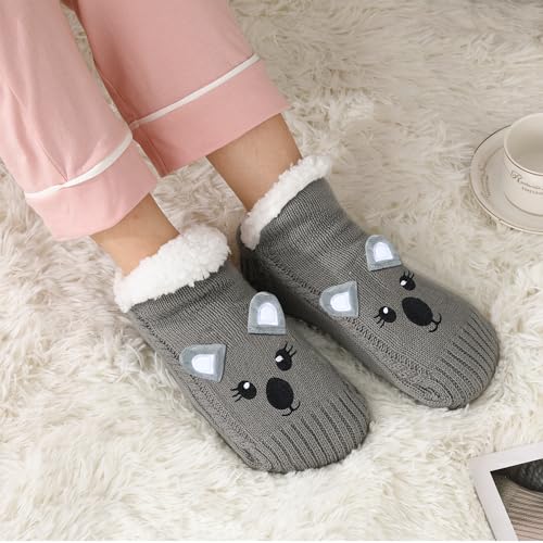 Image of ZYZX Cute Animal Slipper Socks for Women with Grips,Fuzzy Socks Indoor