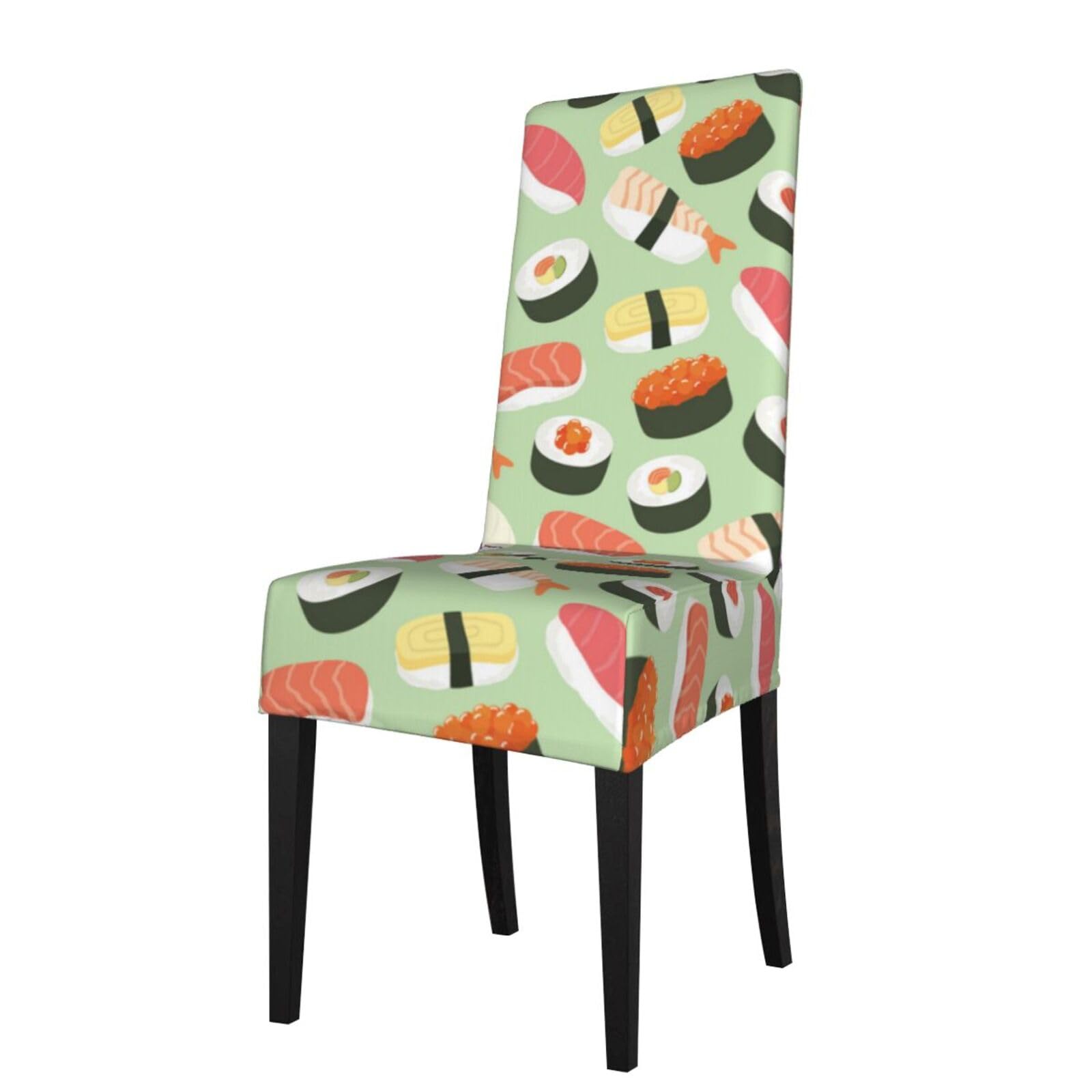 LKYMOH Sushi On Green Printed, Chair Covers Stretch Chair Slipcovers for Dining Room, for Party Pet Protection Universal Fit Soft Polyester