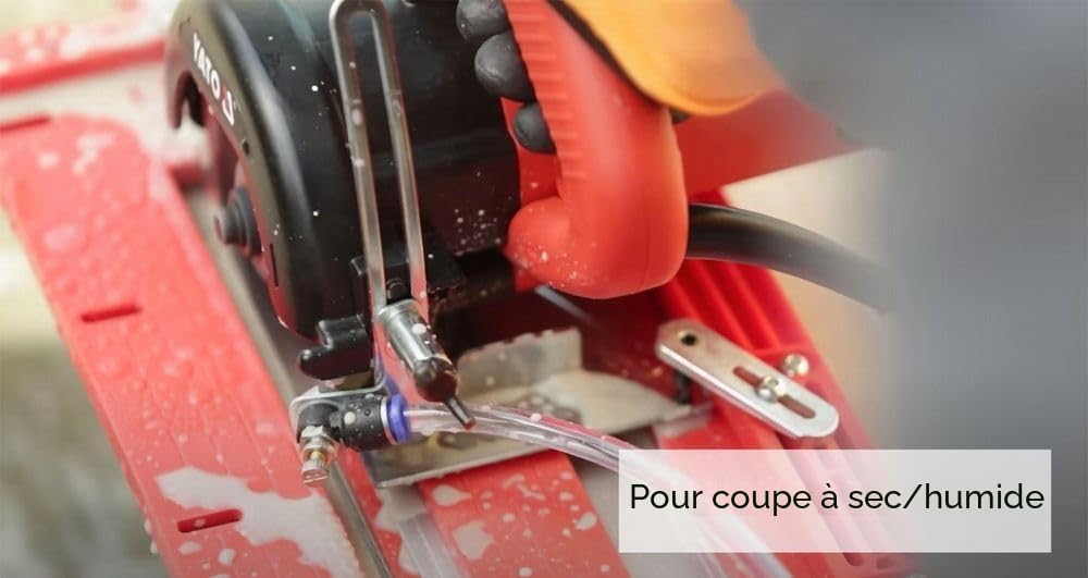 YATO Scie à tronçonner professionnelle humide et sec 1400 W avec disque diamant Ø 125 mm, 12000 tr/min, profondeur de coupe réglable max. 38 mm, débit