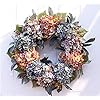 Abbie Home 22 Hydrangea Wreath for Front Door Handmade Rustic Hydrangea Series Multicolor Floral Fall Wreath Grapevine Garland for Thanksgiving Festival Home Wall Window Decor