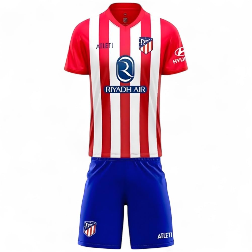 Atletico de Madrid Conjunto Camiseta y Pantalón Primera equipación Temporada 2023-2024 Réplica Oficial - Talla Niño