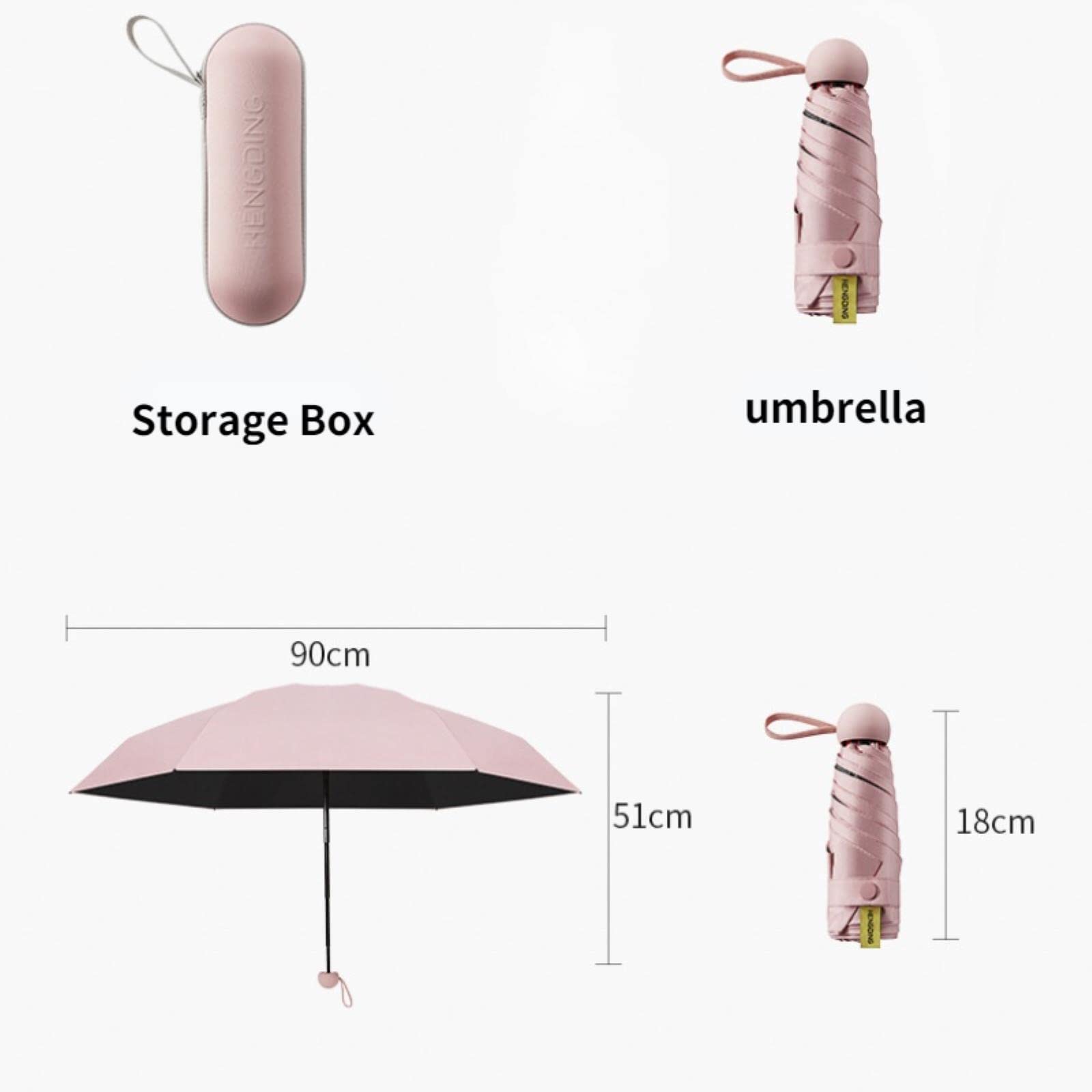 HLTYGWX Paraguas pequeño para Mujer, protección UV, sombrilla de Vinilo, Paraguas portátil de Bolsillo, Paraguas portátil