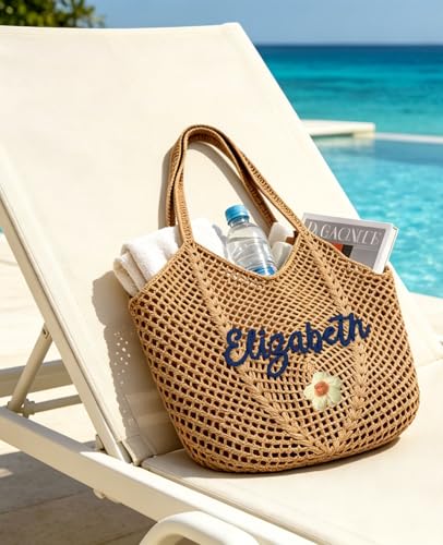 Bolso playero de crochet personalizado grande miniatura 7