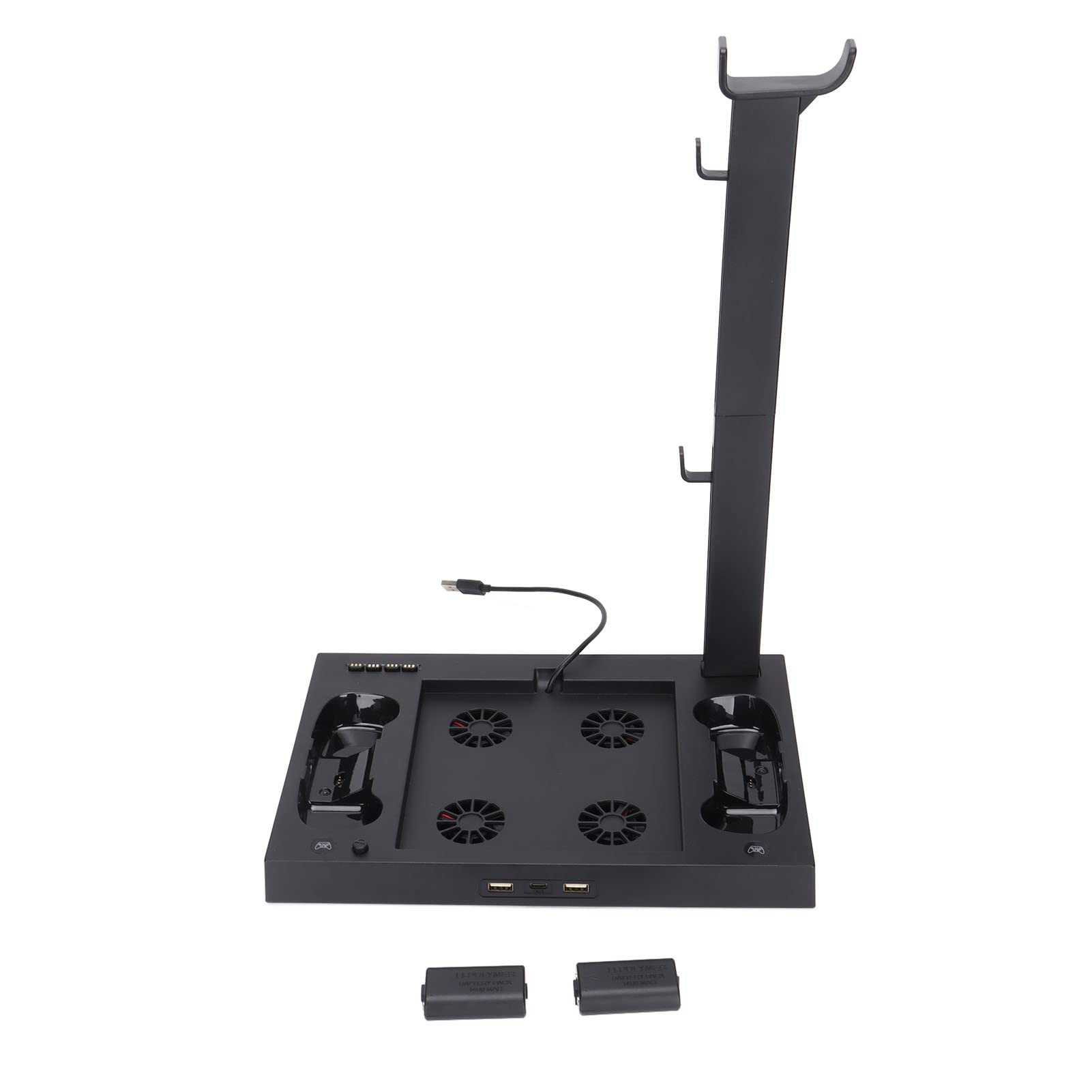 Base de Enfriamiento para Consola Series X, Soporte de Ventilador de Enfriamiento Multifuncional, 4 Ventiladores de Enfriamiento, con Soporte para Auriculares Adaptador de Batería Indicador de Ca