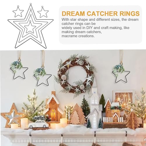 8 Stück Metallring Stern, Metallsterne mit Aufhänge-Öse, Traum Catcher, Dekorative Metallringe zum Basteln, für Traumfänger Weihnachtsdeko Festtagsdeko Hochzeit DIY-Geschenke (Schwarz, 10cm)