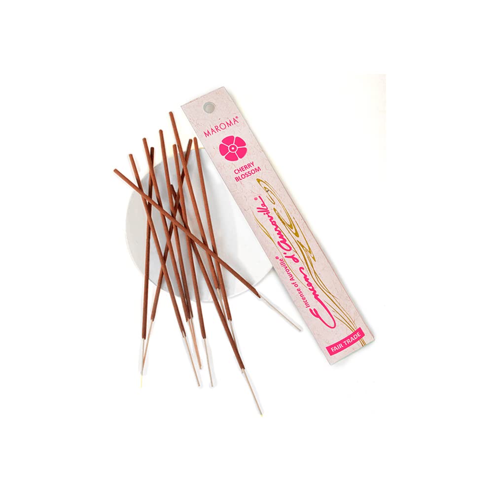 Maroma Encens d'Auroville Incense - Cherry Blossom - 8" 10 Sticks (3 Packs x 10 Sticks)