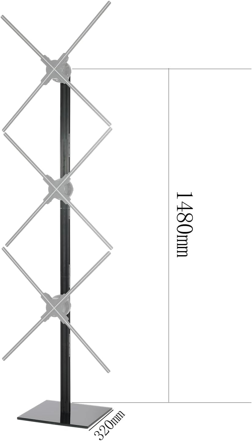 Missyou Display e supporto per ventola 3D con ologramma, ventole con Bluetooth, app e telecomando, LED ventola olografica, contenuti video personalizzabili per mostre (58,2 "3 staffe di giunzione))