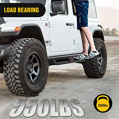 Image of Nilight Running Boards for 2018 2019 2020 2021 2022 2023 2024 2025 2026 Wrangler JL Unlimited 4 Door Dual-Stage Textured Black Powder Coated Slip-Proof Side Step Nerf Bars